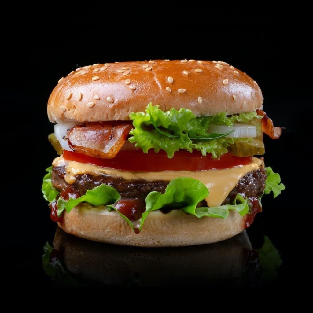 que tipo de alimentos son las hamburguesas -burger with lettuce and tomato